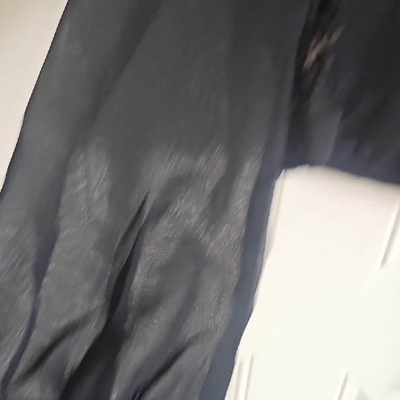 Black Lace-Yoke Long Sleeve Sheer Blouse - Picture 5 of 9